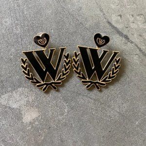 Wildfox Couture Black "W" Wreath Logo Earrings